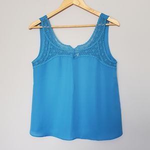 LC Lauren Conrad Blue Lacey Tank, Size Small